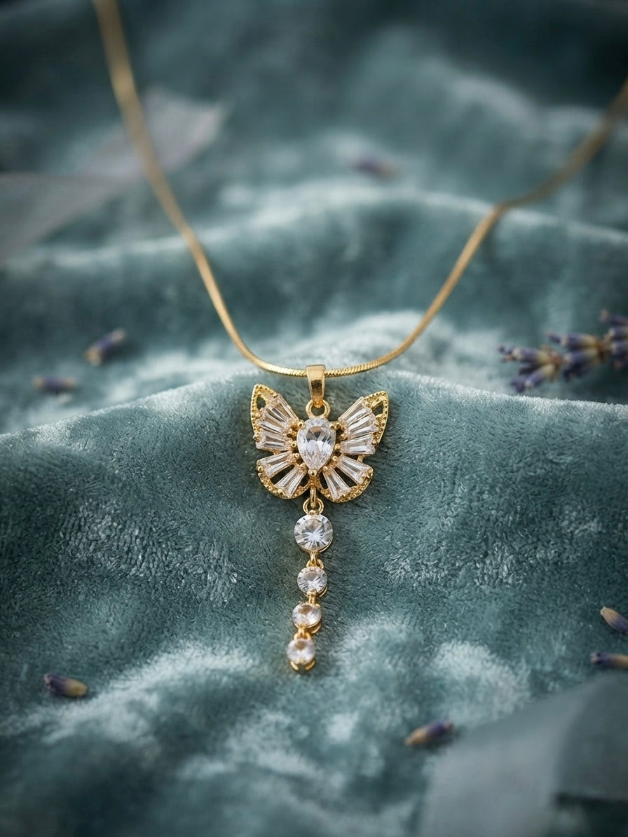 Radiant Butterfly Crystal Drop Necklace