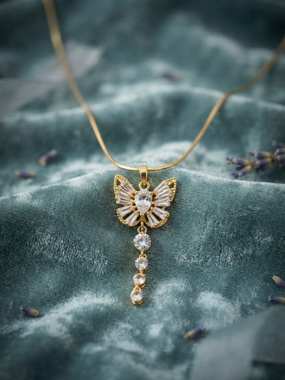 Radiant Butterfly Crystal Drop Necklace