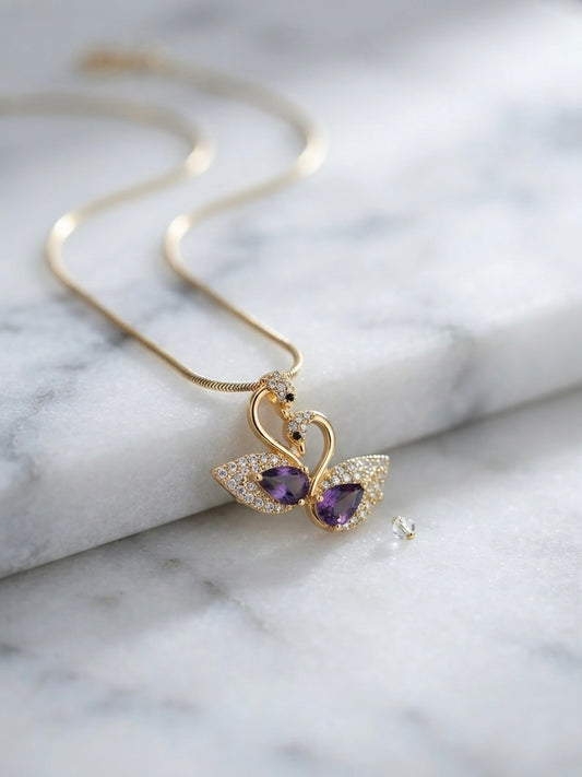 Elegant Dual Swan Pendant Necklace