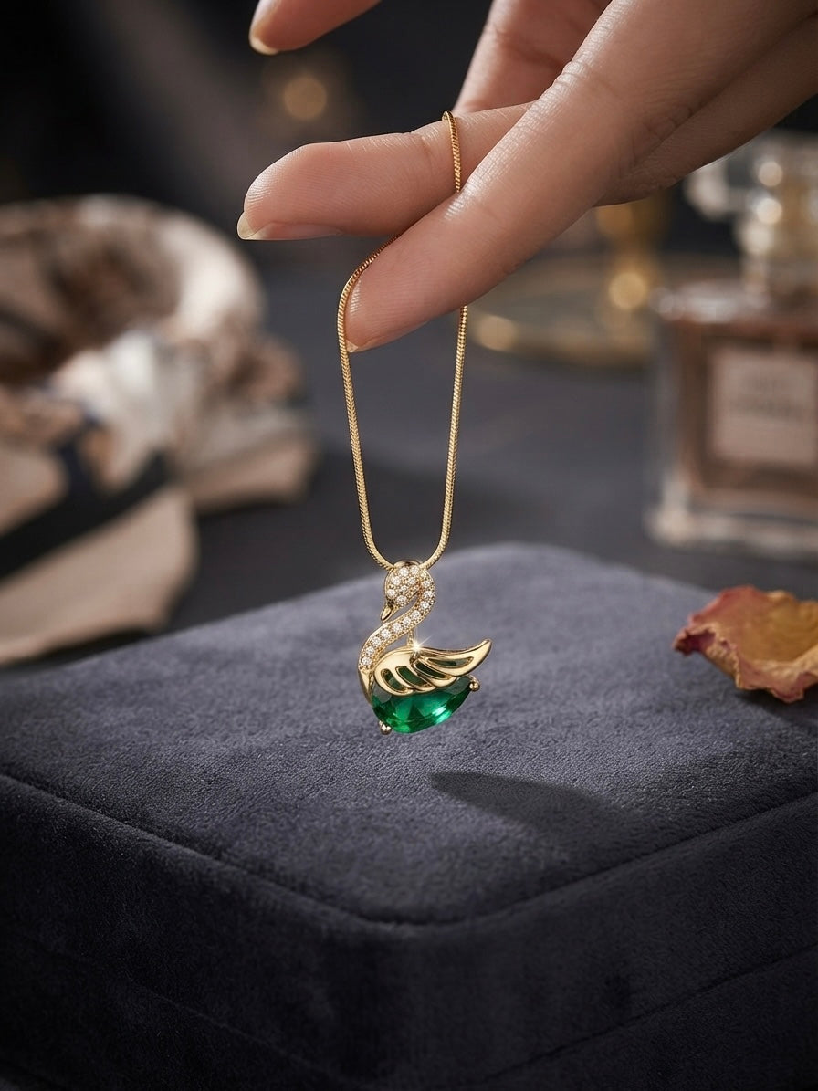Sparkling swan design, durable luxury accessory.