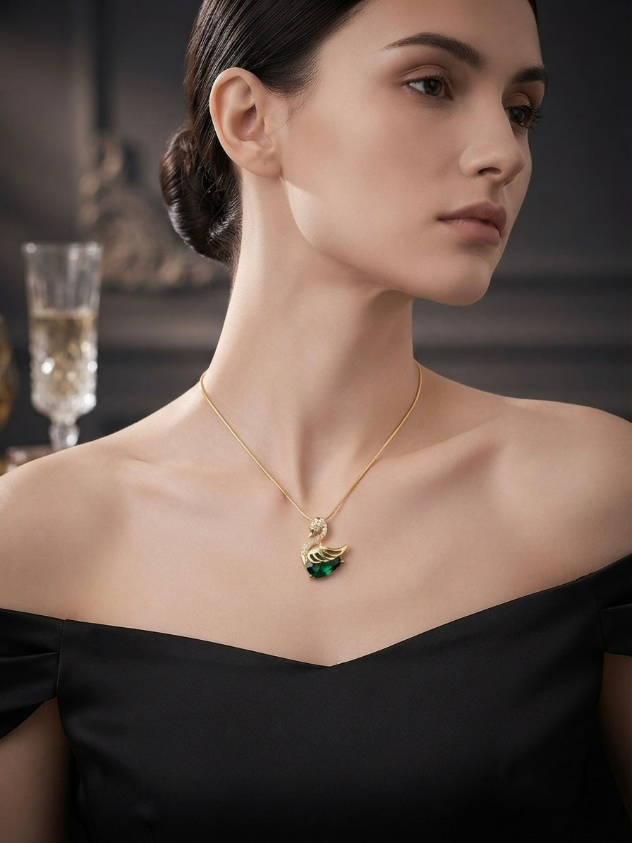 Sparkling swan design, durable luxury accessory.