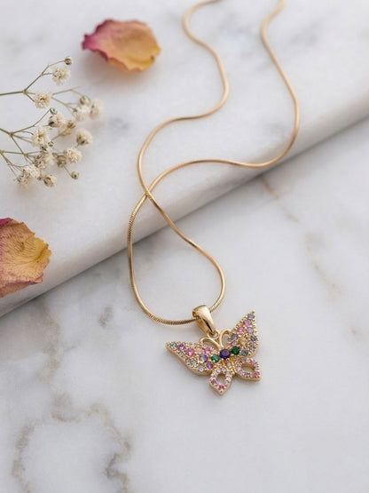 Sparkling multicolored stones, elegant gold charm.