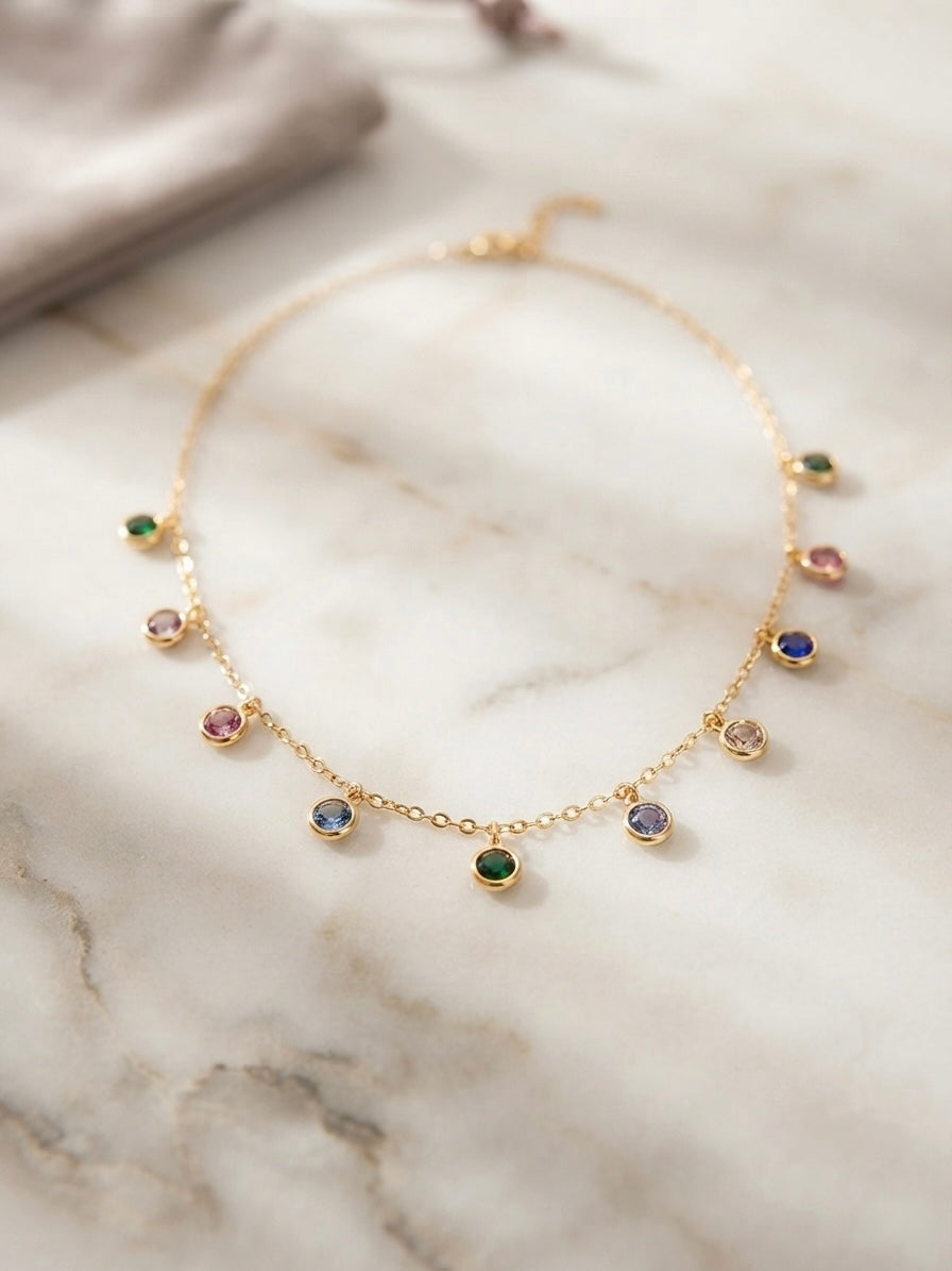 Charming colorful gems, durable luxury necklace.