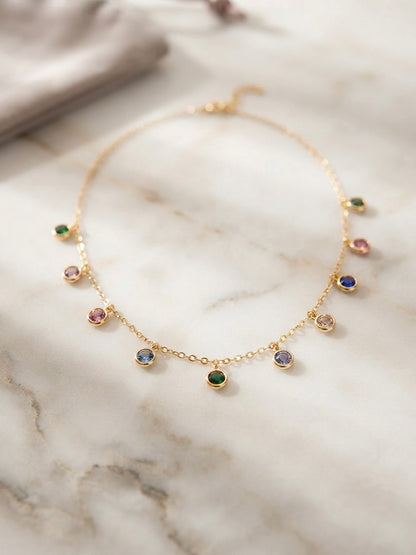 Charming colorful gems, durable luxury necklace.
