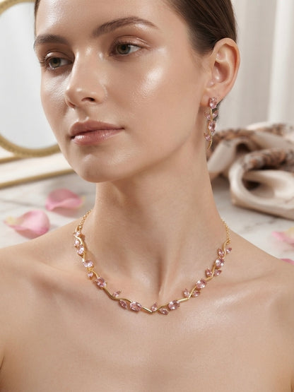 Elegant pink vine tulip jewelry set.