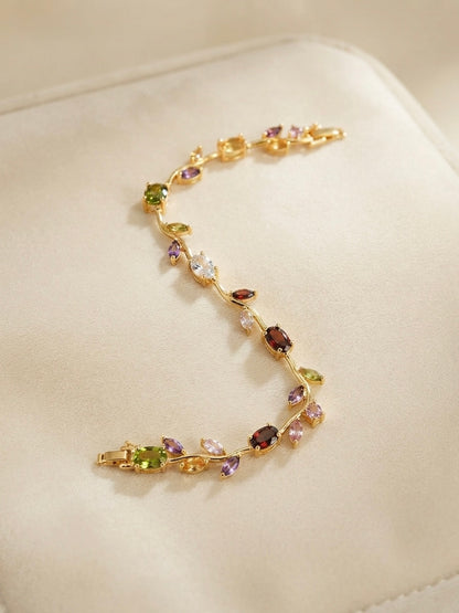 Vibrant multicolor gemstone tulip bracelet.