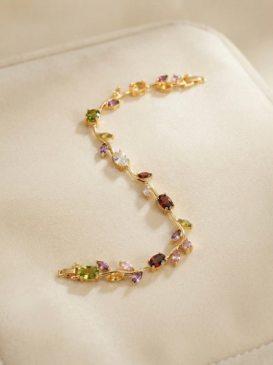 Vibrant multicolor gemstone tulip bracelet.