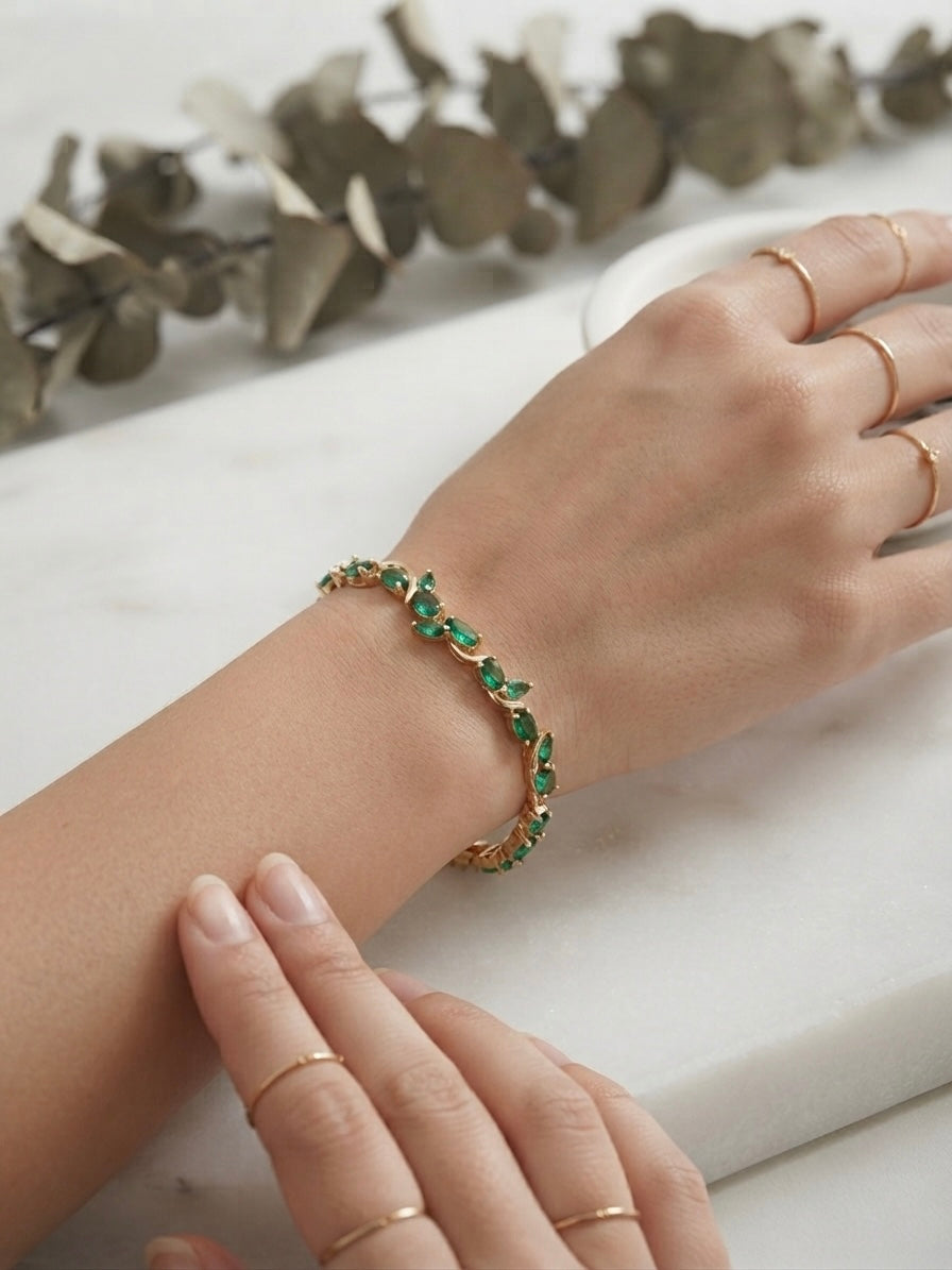 Stunning green gemstone tulip bracelet.
