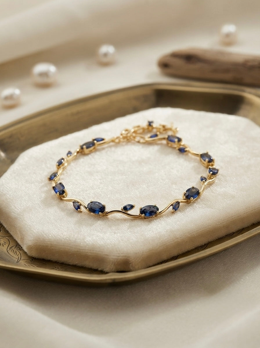 Elegant deep-blue stone tulip bracelet.