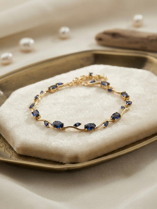 Elegant deep-blue stone tulip bracelet.