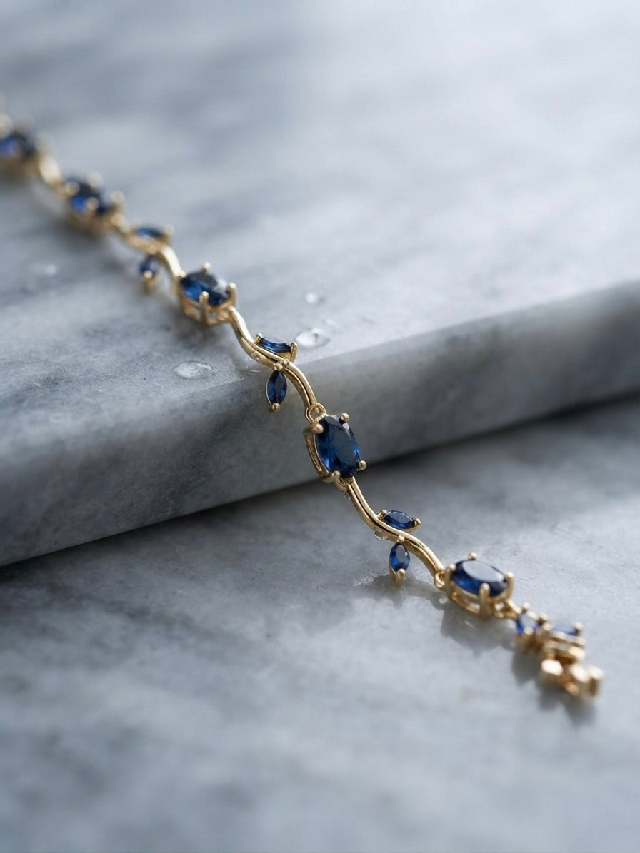 Elegant deep-blue stone tulip bracelet.
