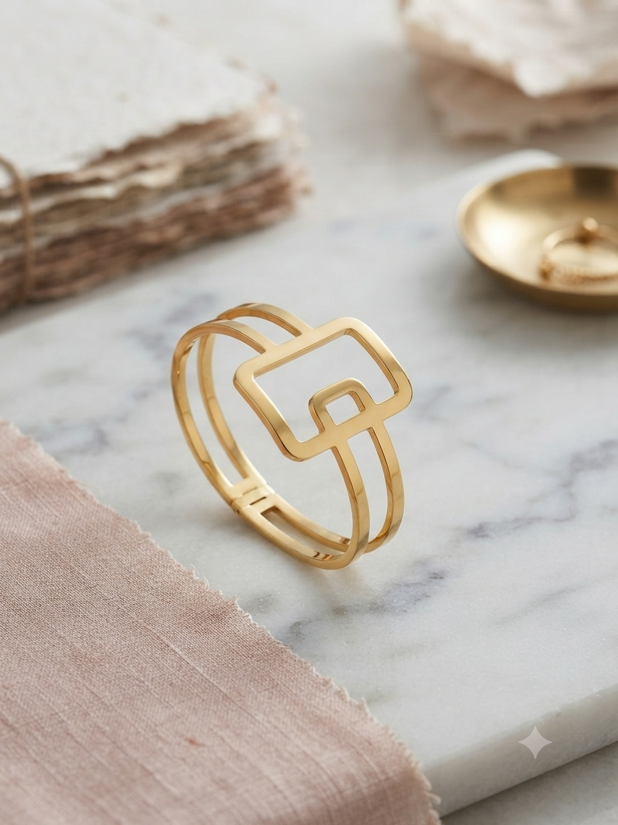 Chic minimalist gold statement bracelet.