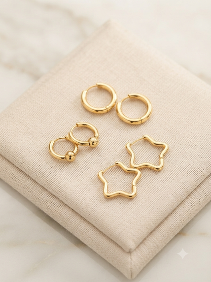 Essential everyday gold hoop earring collection.