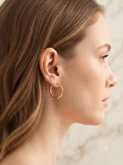 Essential everyday gold hoop earring collection.