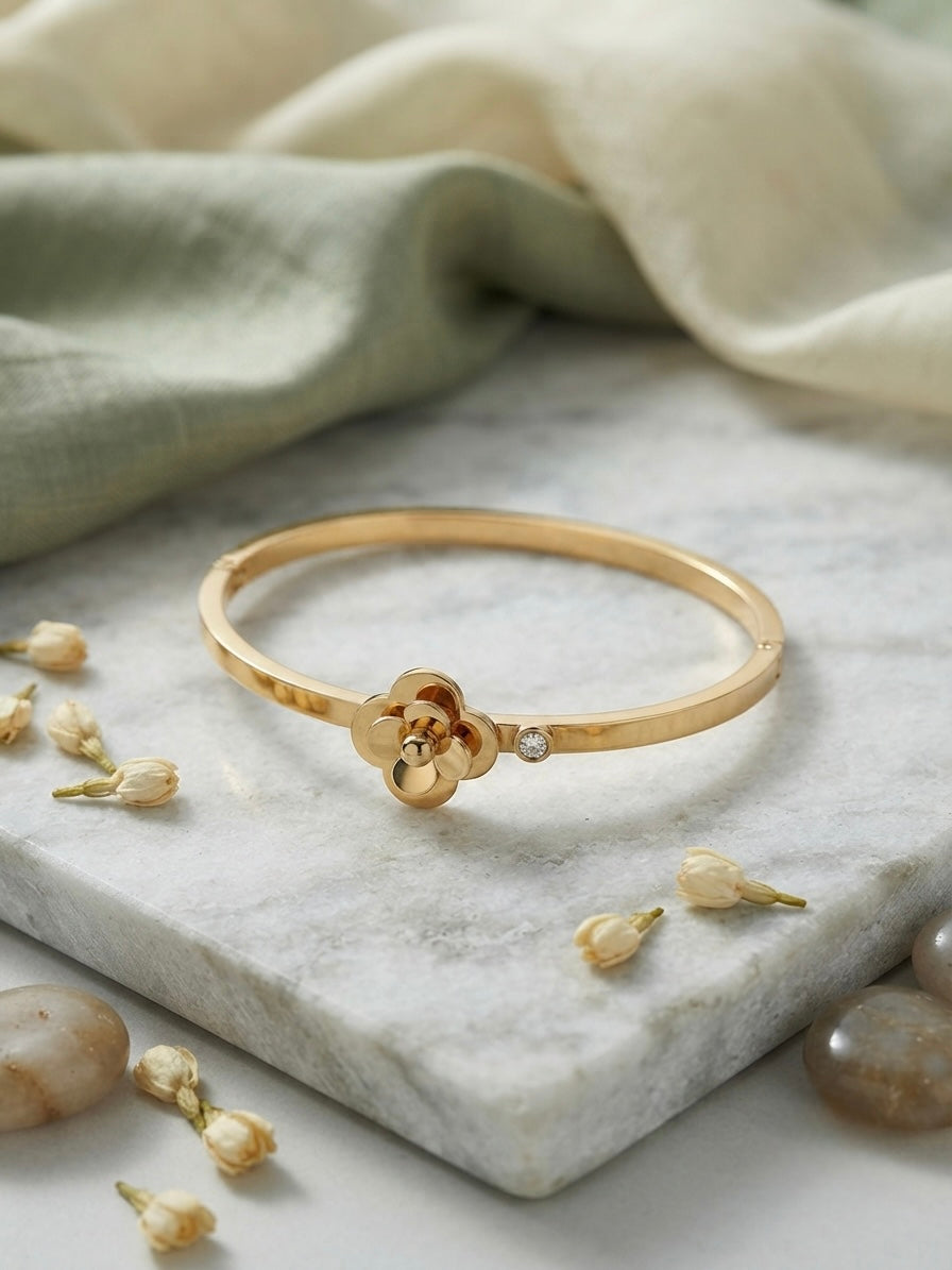 Dainty floral gold accent bracelet.