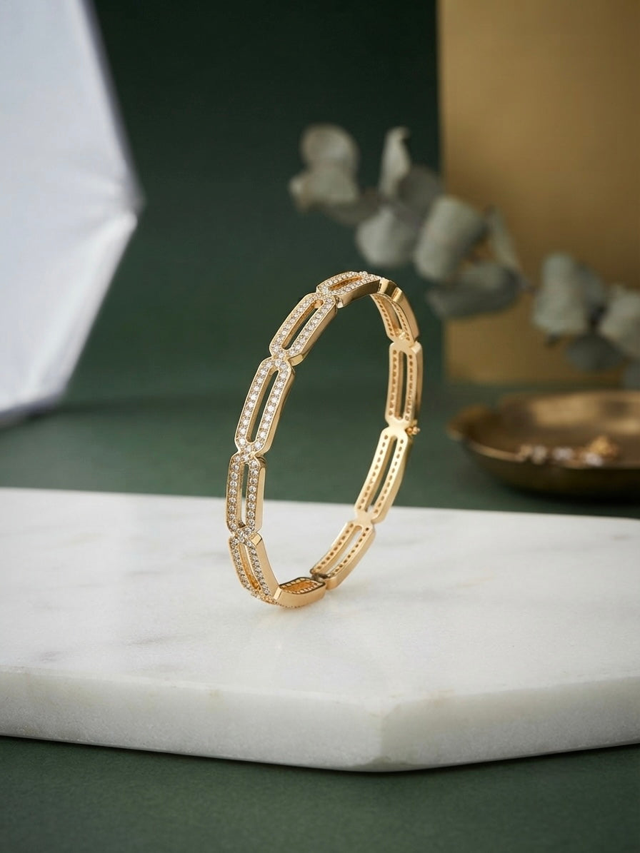 Elegant anti-tarnish stone-set link cuff.