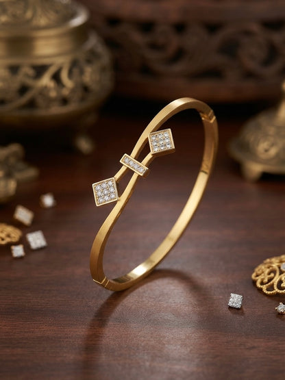 Elegant anti-tarnish gemstone bow cuff bracelet.
