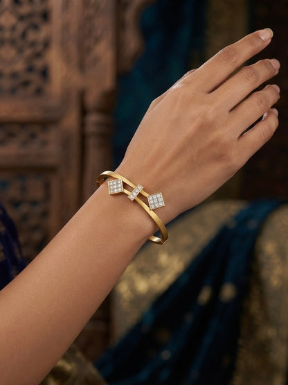 Elegant anti-tarnish gemstone bow cuff bracelet.