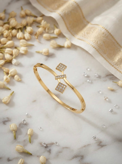 Elegant anti-tarnish gemstone bow cuff bracelet.