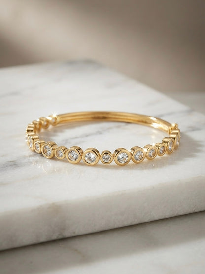 Radiant bezel-set crystal gold kada.