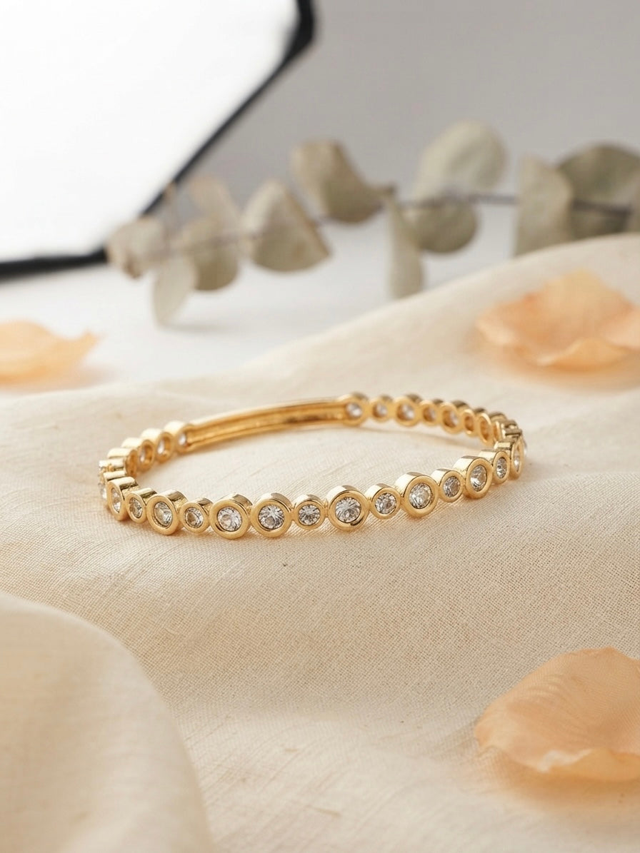Radiant bezel-set crystal gold kada.
