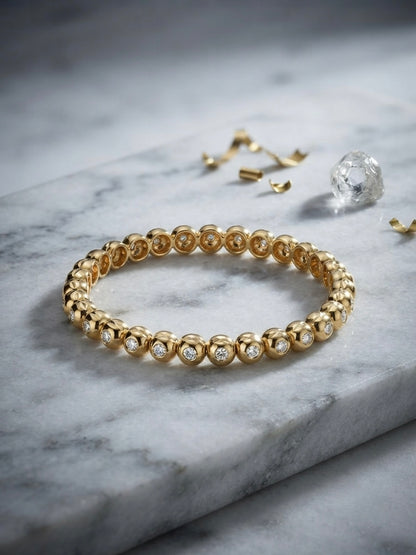 Chic gold ball studded stone bracelet.