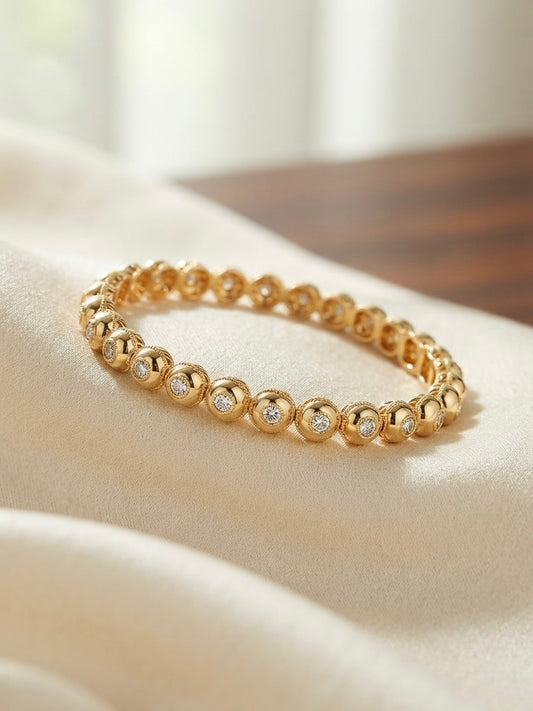 Chic gold ball studded stone bracelet.