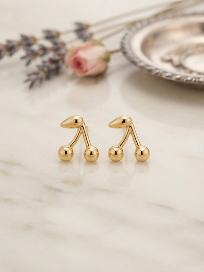 Modern musical symbol gold stud earrings.