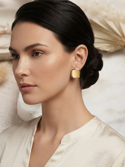 Modern minimalist brushed square studs.