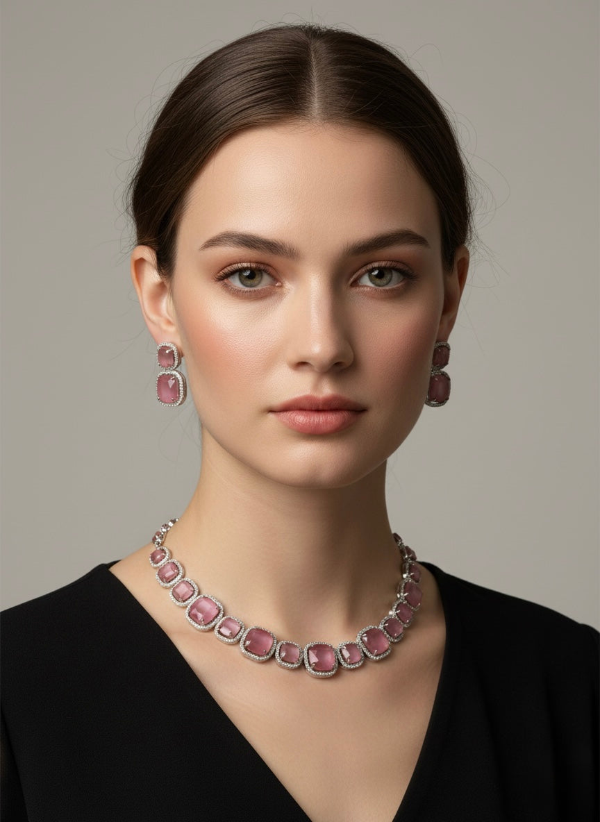 Luxury Rose Stone Statement Necklace