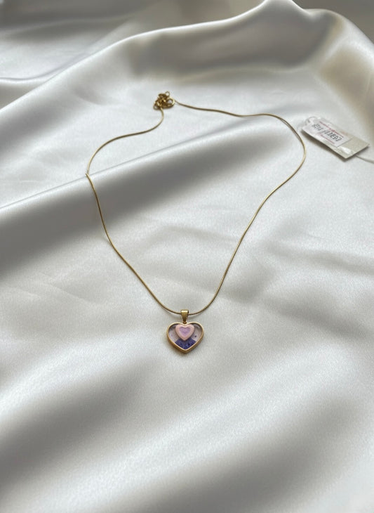 Soft Pastel Heart Gold Necklace