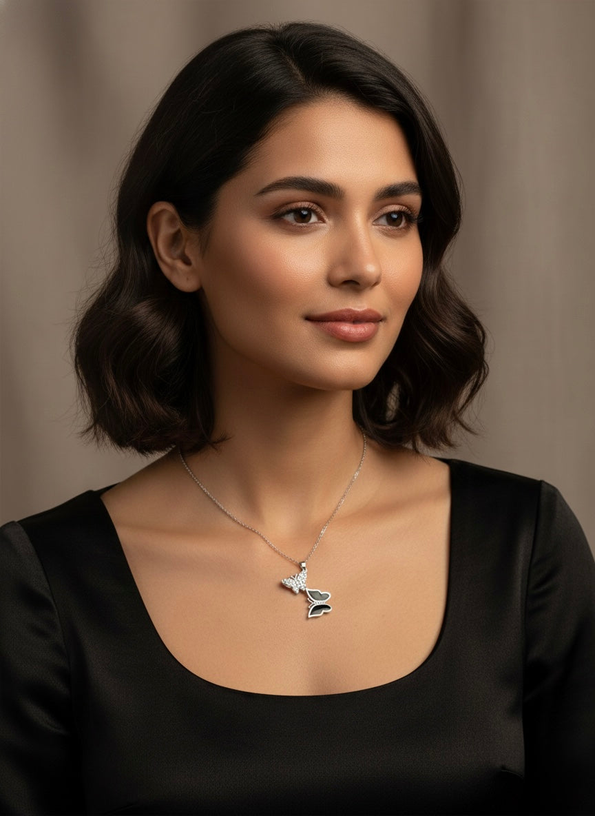 Sparkling Butterfly Charm Necklace