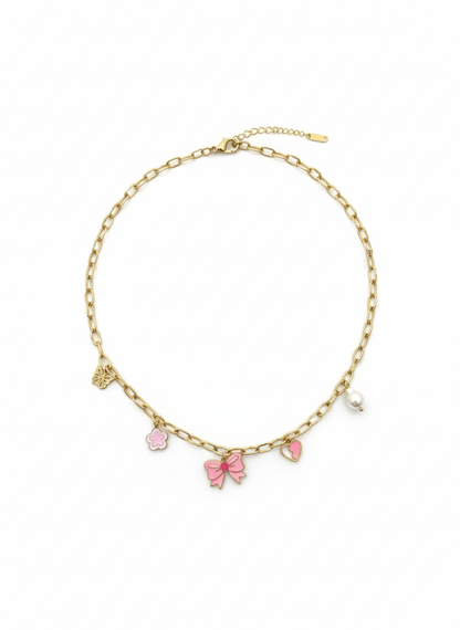 Cute Bow Charm Gold Necklace