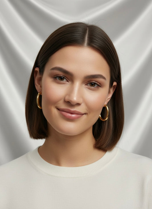 Elegant oval shaped chunky earrings