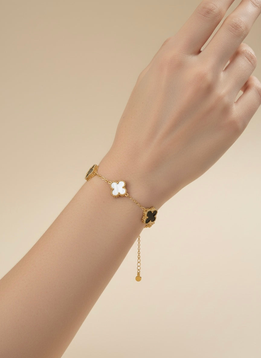 Black & White Clover Bracelet
