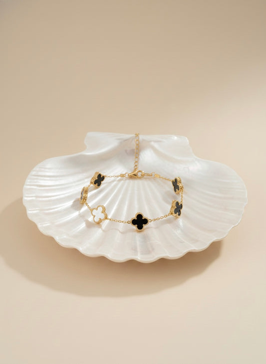 Black & White Clover Bracelet