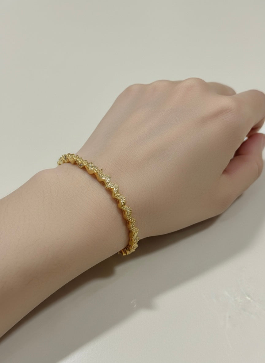 Gold Zigzag Kada Bracelet