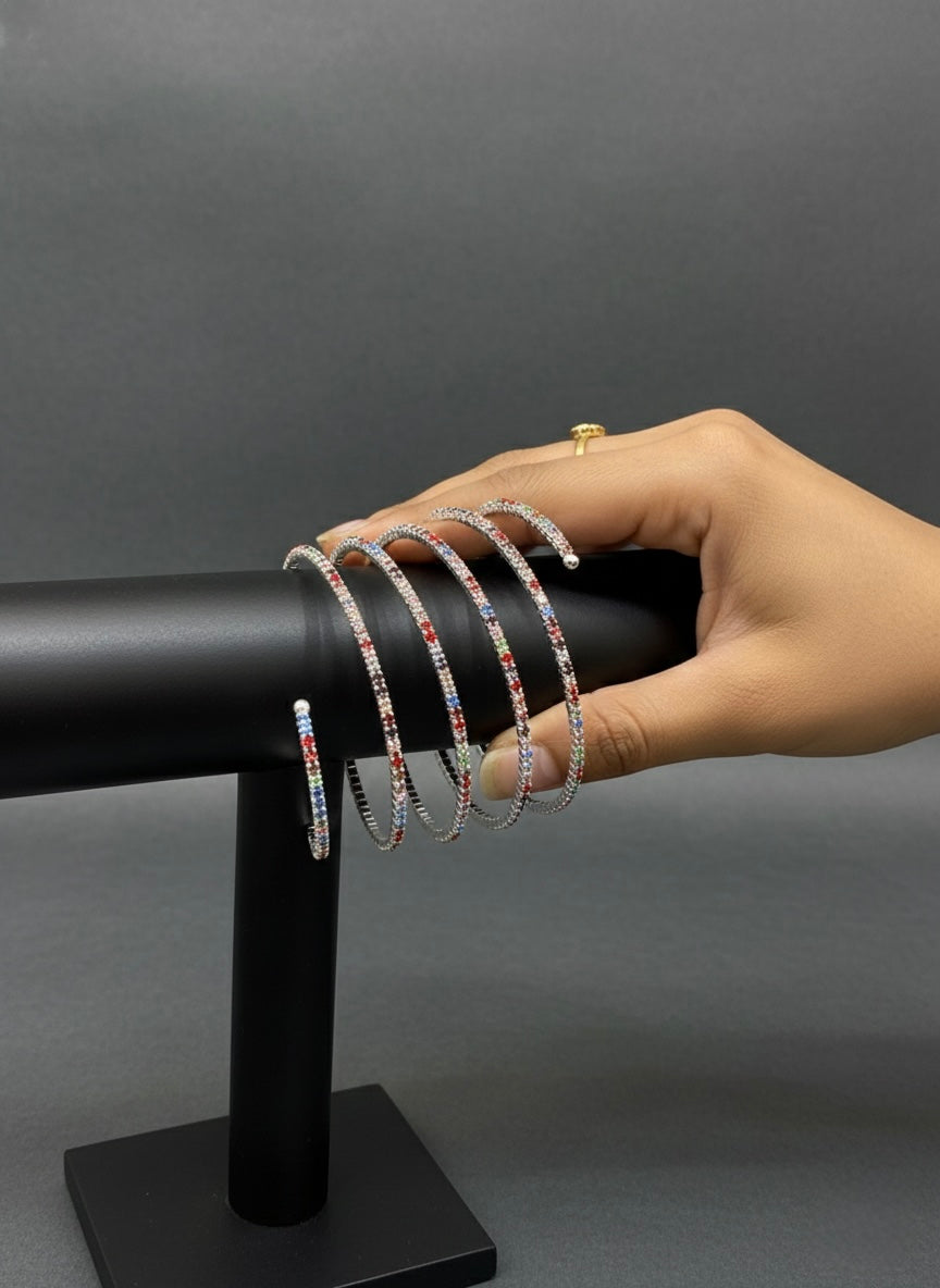 Multi-Colored Stone Spiral Bangle