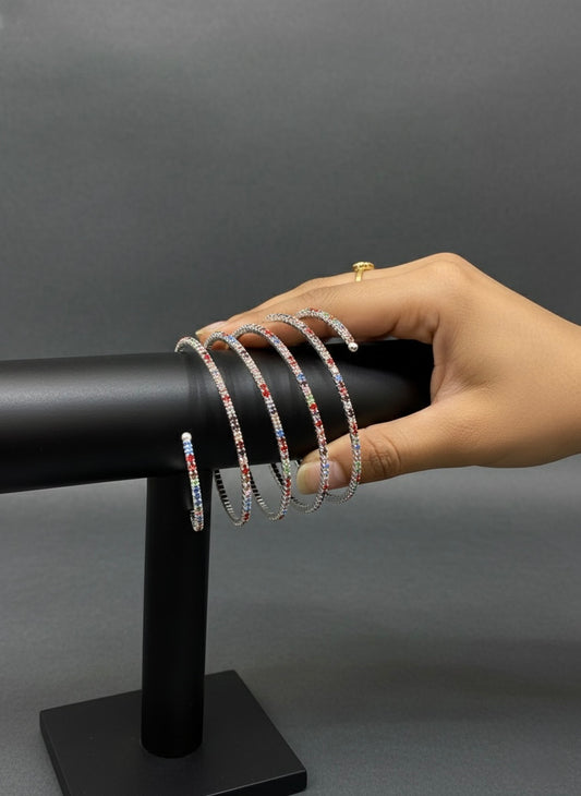 Multi-Colored Stone Spiral Bangle