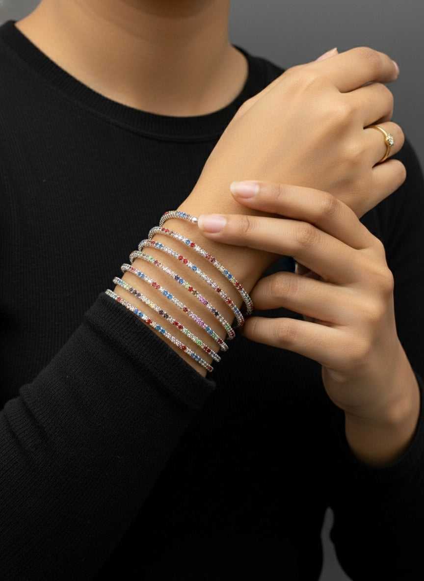 Multi-Colored Stone Spiral Bangle