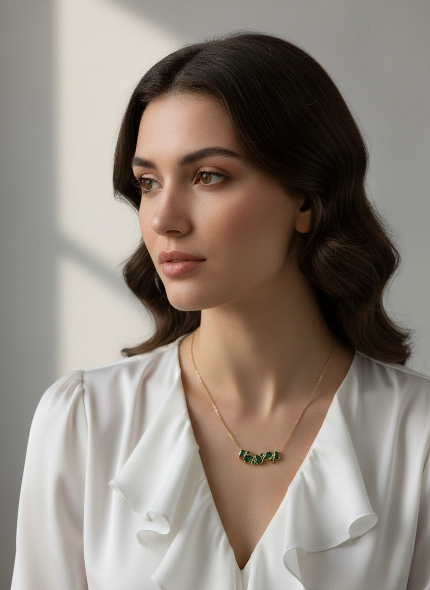 Nature inspired green gemstone necklace