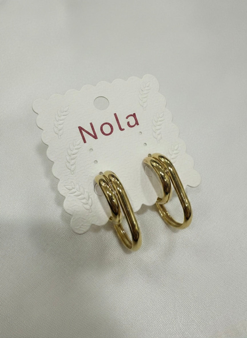 Nola gold-toned double oval hoop earring