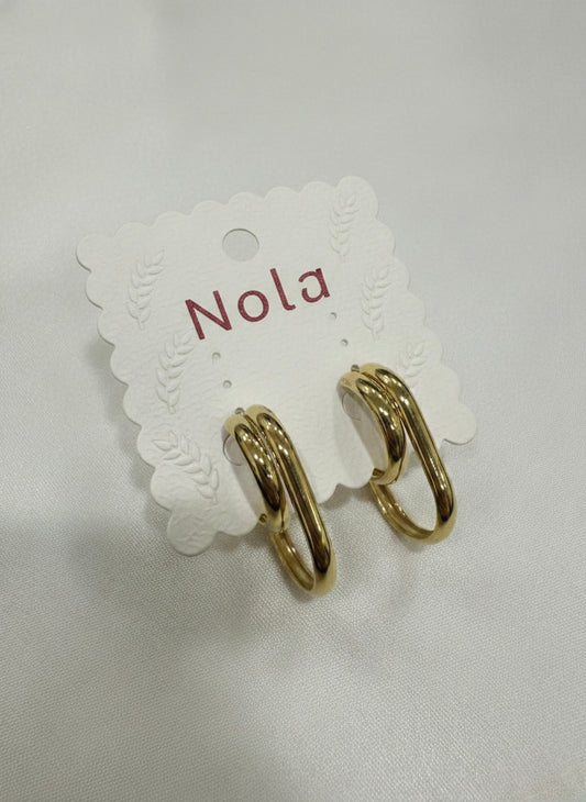 Nola gold-toned double oval hoop earring