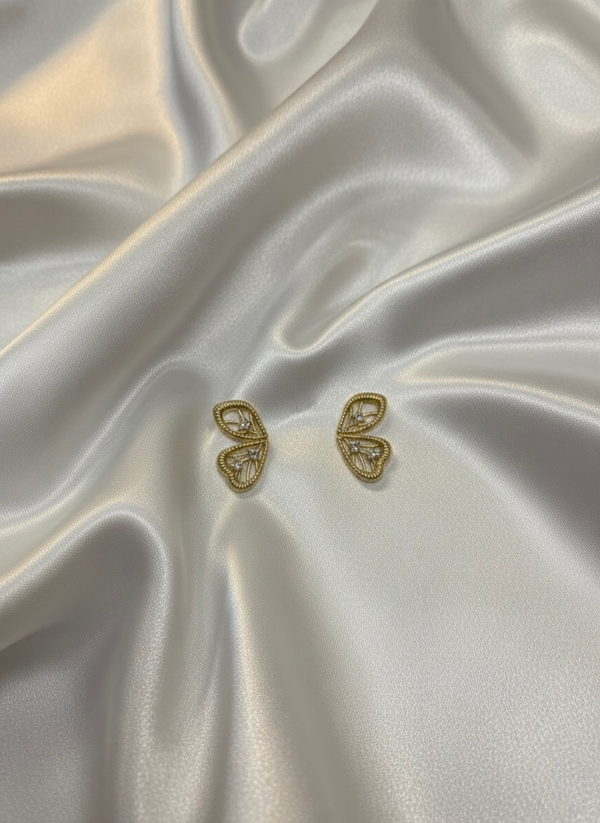 Dainty gold filigree butterfly wing studs