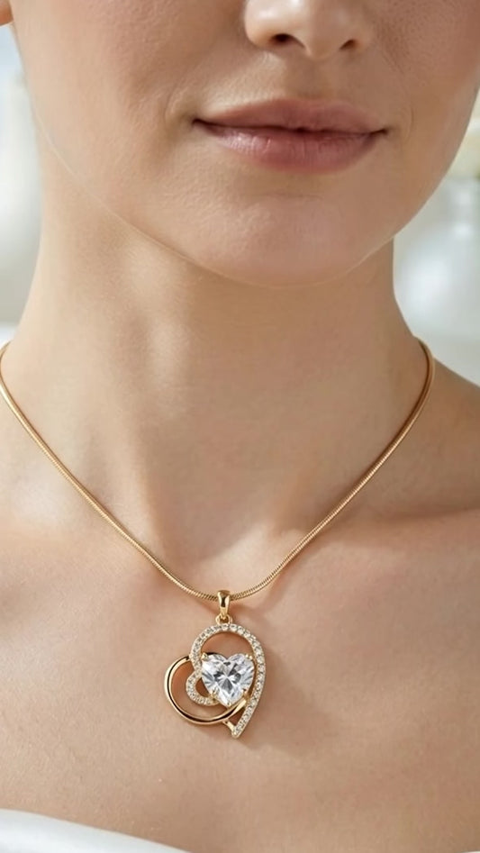 Timeless Heart-Within-A-Heart Crystal Pendant