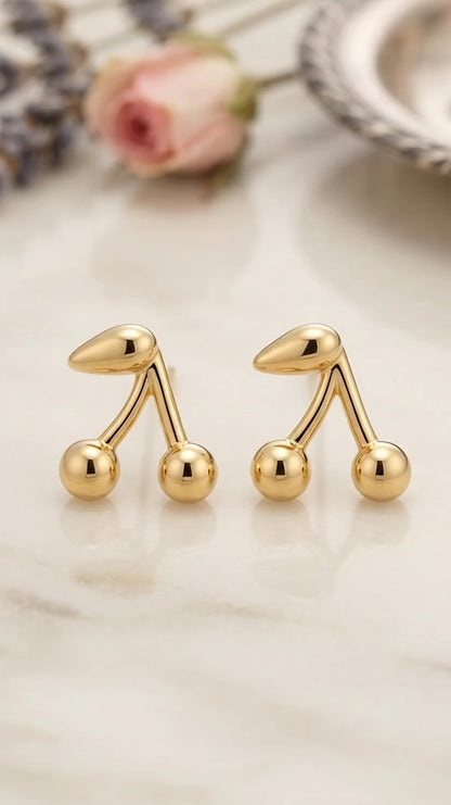 Modern musical symbol gold stud earrings.