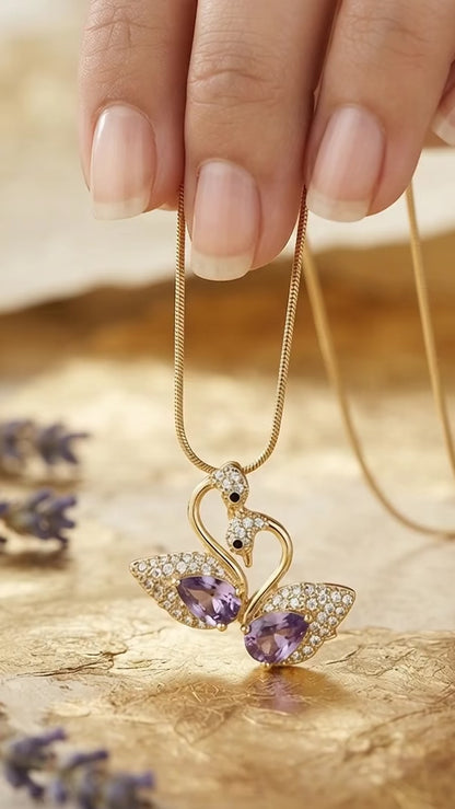 Elegant Dual Swan Pendant Necklace