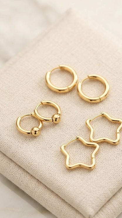 Essential everyday gold hoop earring collection.