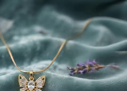 Radiant Butterfly Crystal Drop Necklace